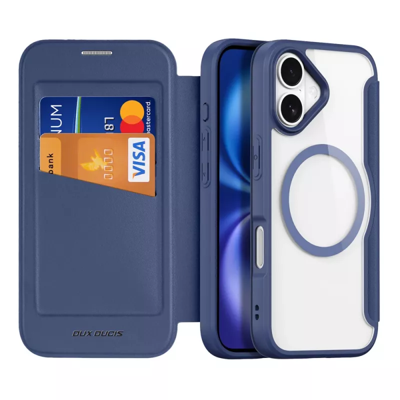 DUXDUCIS Skin X Pro wallet case per Apple iPhone 17 Air compatibile MagSafe con porta carte - blu