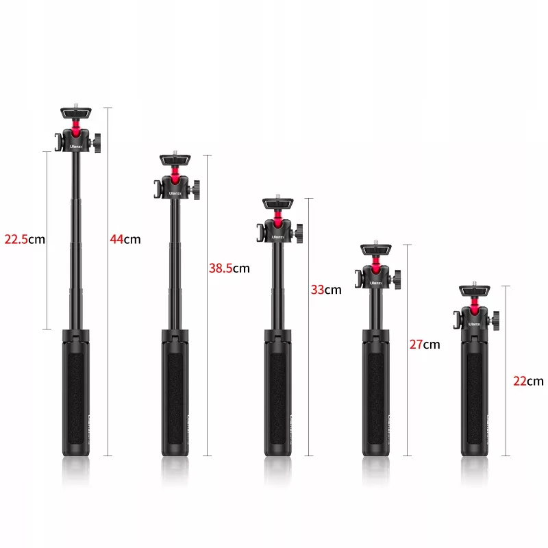 ULANZI MT-16 Mini Treppiede Selfie Stick con testa a sfera e slitta a freddo, nero