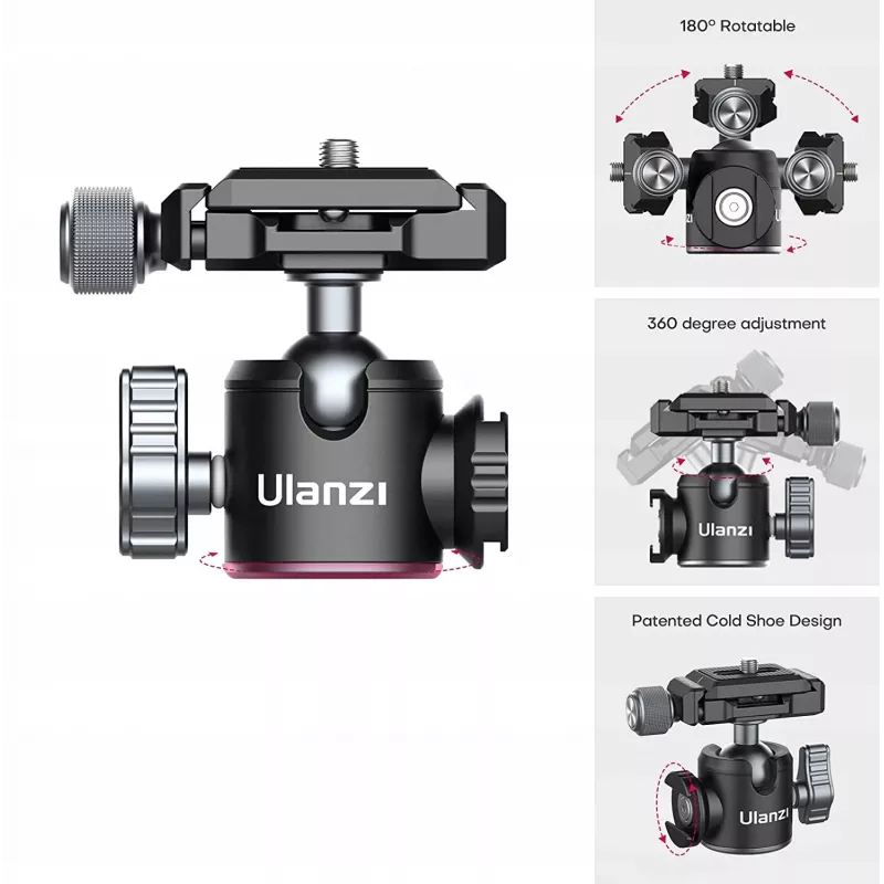 Ulanzi MT-24 Treppiede Metal Stopka ISO con testa a inclinazione 3D - Nero