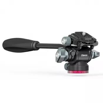 Ulanzi U-190 testa fluida panoramica per video con smorzamento a olio, lega di alluminio, carico 5 kg, sgancio rapido Arca-Swiss, rotazione 360°, nero
