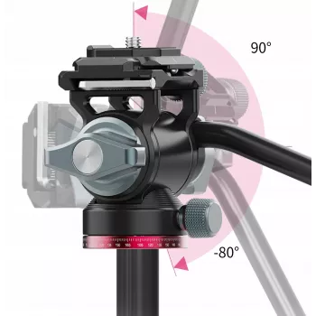 Ulanzi U-190 testa fluida panoramica per video con smorzamento a olio, lega di alluminio, carico 5 kg, sgancio rapido Arca-Swiss, rotazione 360°, nero