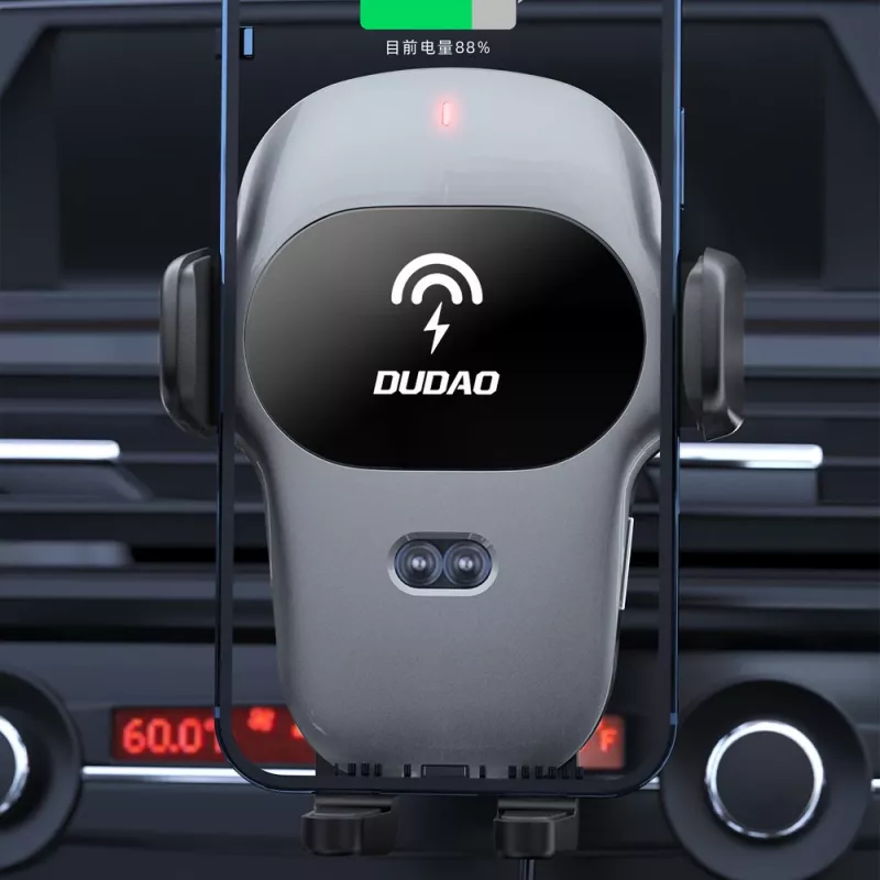 Dudao supporto auto per cellulare con caricabatterie Qi integrato 15W grigio (F20xs)