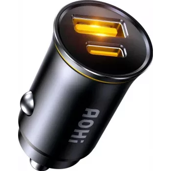 AOHi Superauto PD 65W GaN caricabatterie da parete 1x USB-C 1x USB-A nero