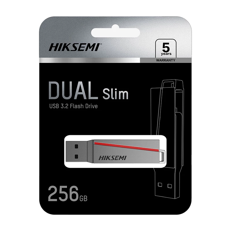 HIKSEMI chiavetta USB 256 GB E307C U3 dual USB 3.2 e USB Type-C grigio