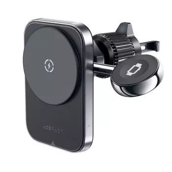 Acefast D18 Supporto auto con MagSafe / Caricatore wireless Qi + cavo USB-A a USB-C - Nero