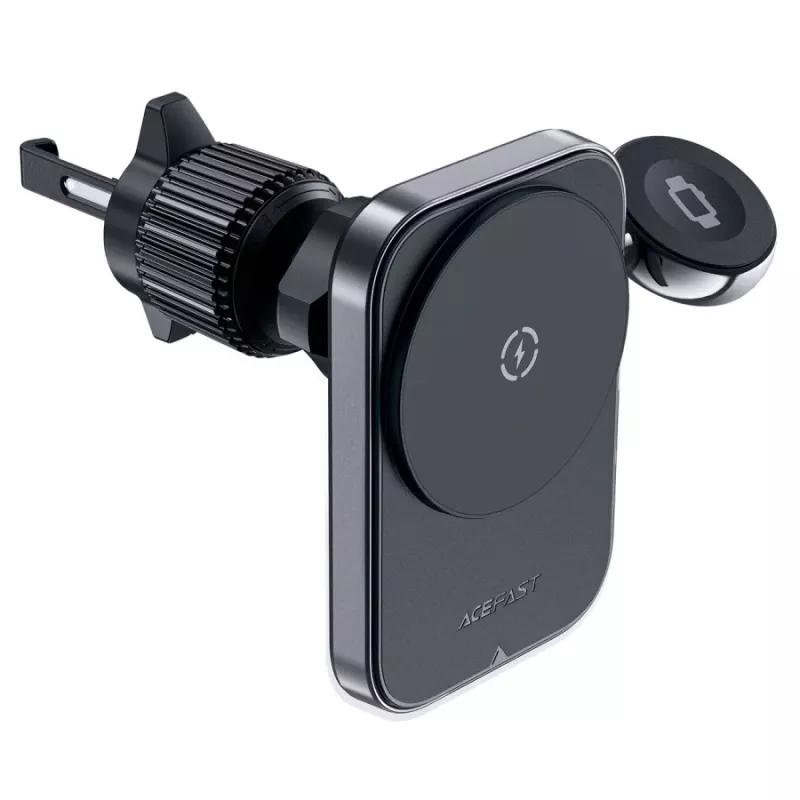 Acefast D18 Supporto auto con MagSafe / Caricatore wireless Qi + cavo USB-A a USB-C - Nero