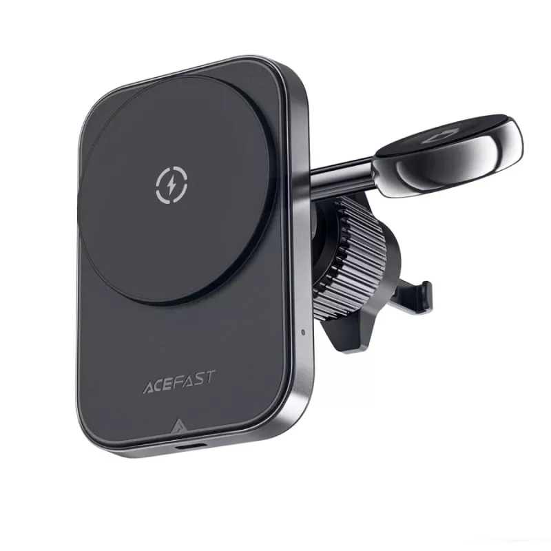 Acefast D18 Supporto auto con MagSafe / Caricatore wireless Qi + cavo USB-A a USB-C - Nero