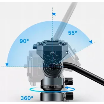 Ulanzi F38 testa video fluida 360° a smorzamento olio con piastra a sgancio rapido Arca-Swiss, portata 3 kg, lega di alluminio, nero