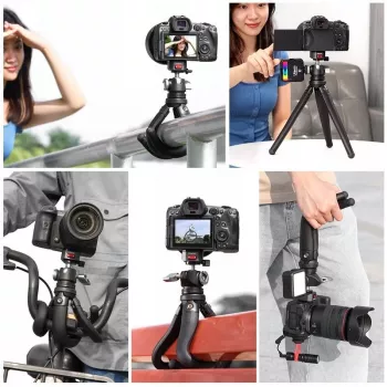 Ulanzi Claw Flexible Tripod Pro con slitta a freddo e 3 viti da 1/4 di pollice per fotocamera, smartphone, action cam
