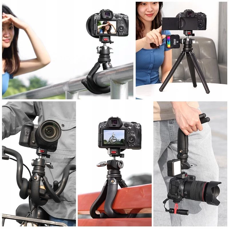Ulanzi Claw Flexible Tripod Pro con slitta a freddo e 3 viti da 1/4 di pollice per fotocamera, smartphone, action cam