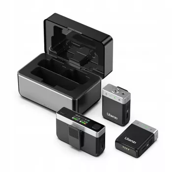 Ulanzi AM-18 sistema microfonico lavalier wireless (2 trasmettitori, 1 ricevitore) con memoria 8GB, portata 100m, 2.4GHz