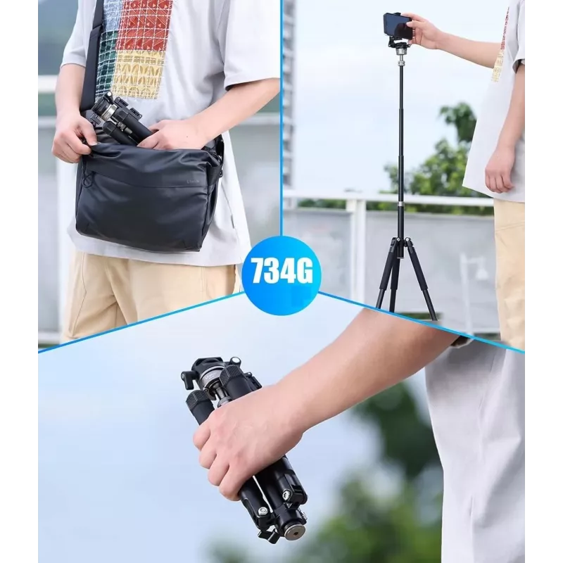 Ulanzi MT-63 treppiede professionale + monopiede 145 cm vlog con supporto per telefono e gobbo