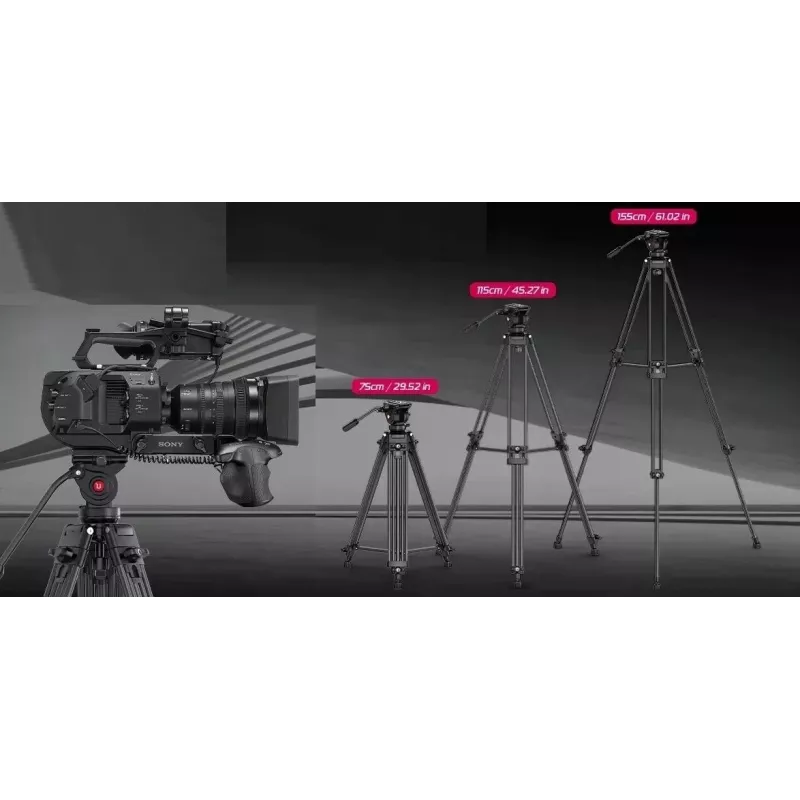ULANZI MT-81 treppiede con testa fluida per riprese video, carico 8 kg, altezza 155 cm