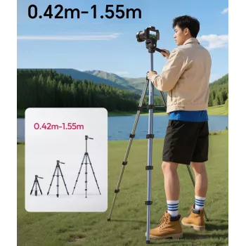 ULANZI TT39 treppiede in alluminio 155 cm con supporto per smartphone per DSLR, fotocamere mirrorless, smartphone