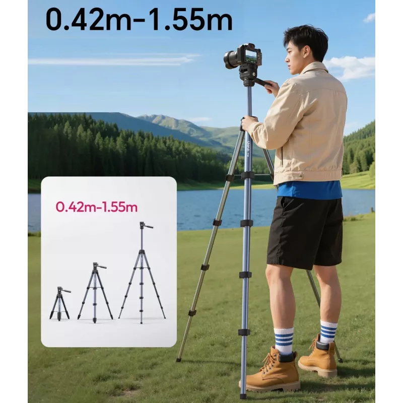 ULANZI TT39 treppiede in alluminio 155 cm con supporto per smartphone per DSLR, fotocamere mirrorless, smartphone