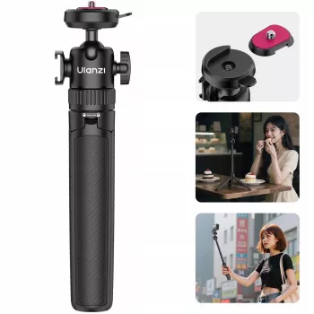 ULANZI MT90 treppiede 2-in-1 selfie stick con sgancio rapido per smartphone e fotocamera, nero