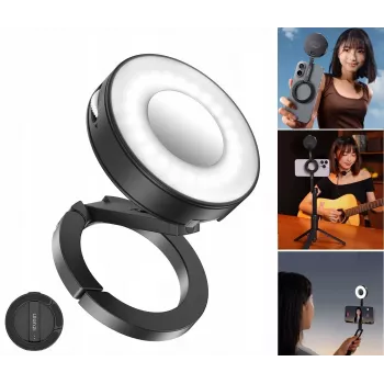 ULANZI ML05 luce video LED magnetica con specchio, compatibile MagSafe, 2500K-9000K, 3W, nero
