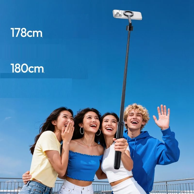 ULANZI SK-21 Treppiede e Selfie Stick 2-in-1 Auto-Open 180 cm con supporto magnetico MagSafe per smartphone e telecomando Bluetooth