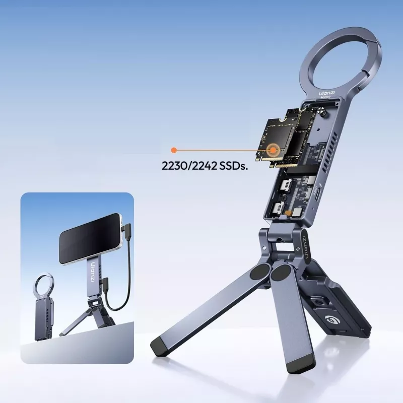 ULANZI MA58 Supporto telefono MagSafe, box SSD, hub di ricarica PD 100W