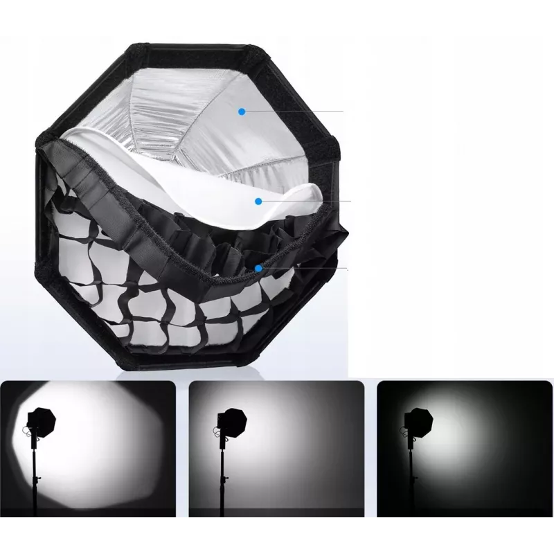 Ulanzi Fold QS30 Softbox ottagonale 30 cm con griglia, sgancio rapido, attacco Mini Bowens