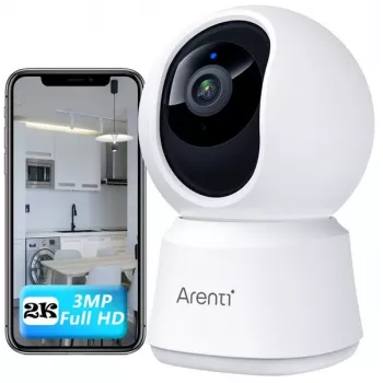 Arenti P2T Telecamera Wi-Fi da interno 3MP/2K con rotazione/inclinazione e modalità privacy