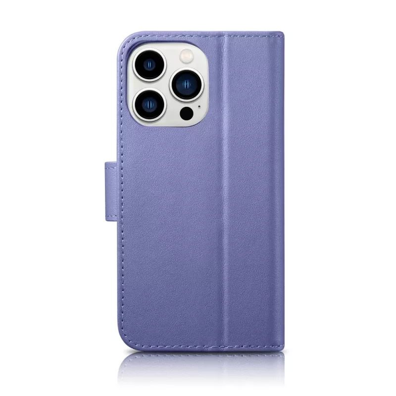 iCarer Wallet Case 2in1 per iPhone 14 Pro, folio in pelle con blocco RFID, viola chiaro (WMI14220726-LP)