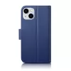 iCarer Wallet Case 2in1 per iPhone 14 Plus - flip case in vera pelle con blocco RFID, portacarte, kickstand - blu