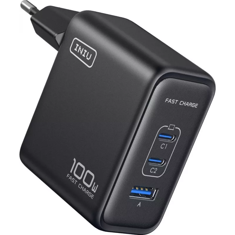 INIU Leopard Charger 100W GaN USB-C spina EU nero