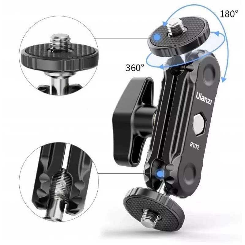 ULANZI R102 Magic Arm 9cm braccio snodato mini con doppia filettatura 1/4