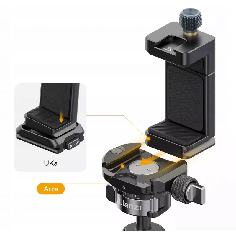 Ulanzi MA33 Supporto per telefono con 2x Cold Shoe Mount e base Arca-Swiss