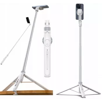 Ulanzi TT88 Selfie stick treppiede con telecomando Bluetooth e luce di riempimento, Bianco