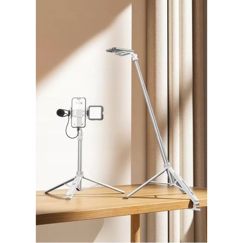 Ulanzi TT88 Selfie stick treppiede con telecomando Bluetooth e luce di riempimento, Bianco