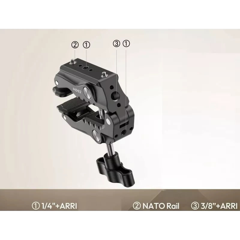 Ulanzi HD02 Super Clamp Crab Clamp con filetto da 1/4 di pollice e 3/8 di pollice per Magic Arm