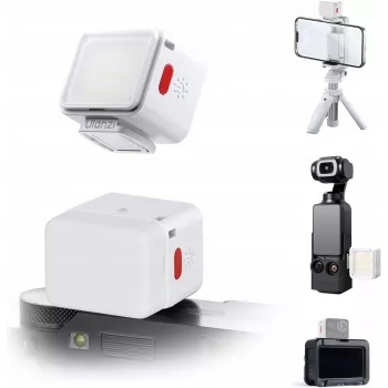 ULANZI DG01 Mini luce LED video con fissaggio magnetico e adattatore per slitta a freddo, 1W, 500mAh, Bi-Color 2700K-6500K, bianco