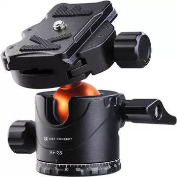 K&F Concept BH-28L testa a sfera, carico 10 kg, sfera 28 mm, Arca-Swiss, nero