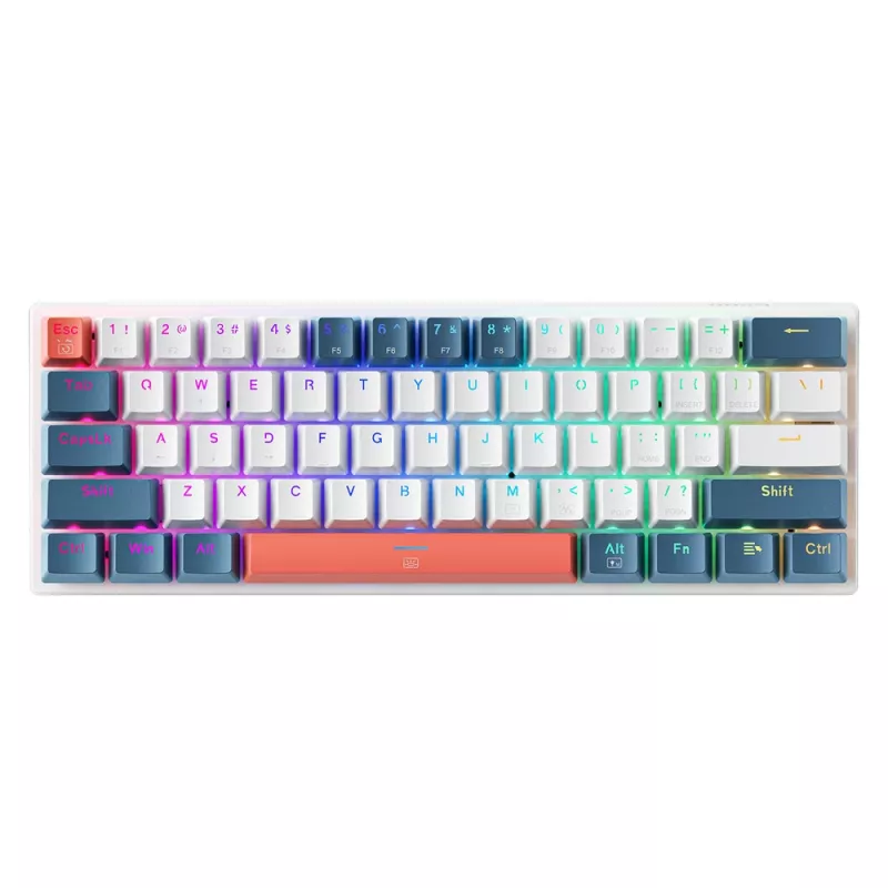 Tastiera da gaming meccanica con filo Machenike K500-B61, 61 tasti, Red Switch, bianco-blu