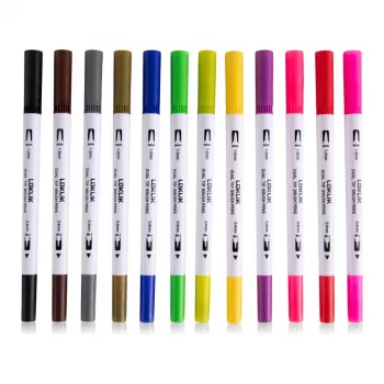 LOKLiK Dual Tip Brush Pens - 12 colori