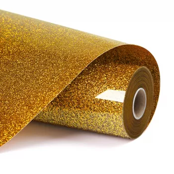 LOKLIK Glitter Heat Transfer Vinyl - dorato - 30,5 x 90 cm (SG-HTV-1568-US-L-B2B)