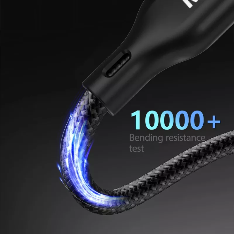 Dudao A12Max+ cavo di ricarica multiplo 3-in-1 USB-C a Lightning + USB-C + Apple Watch, 100W PD, 1,2m, nero