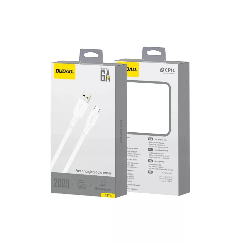 Dudao L2S USB-A a USB-C 30W 2m bianco cavo di ricarica e dati