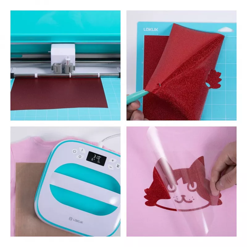 LOKLIK Pacchetto di materiali in pellicola per plotter (A4), vinile termotrasferibile, 28 fogli, multicolore