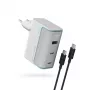 CUKTECH AD1003EU 100W GaN caricabatterie da parete 2x USB-C + USB-A con cavo - bianco