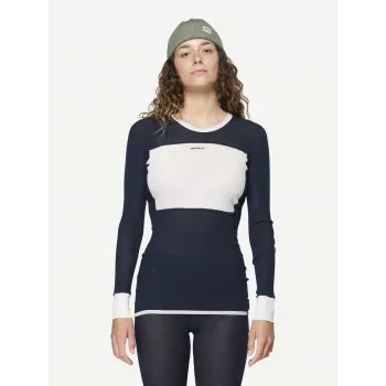 Devold Wool Mesh 190 Shirt baselayer da donna - Ink/Offwhite, taglia S