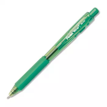 Pentel WOW! penna a sfera retrattile - inchiostro verde - punta media 1,0 mm - corpo trasparente con dettagli verdi