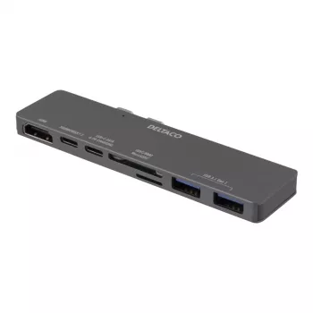 DELTACO USBC-1290 docking station Thunderbolt 3 - argento - 40 Gbit/s - 4K Ultra HD
