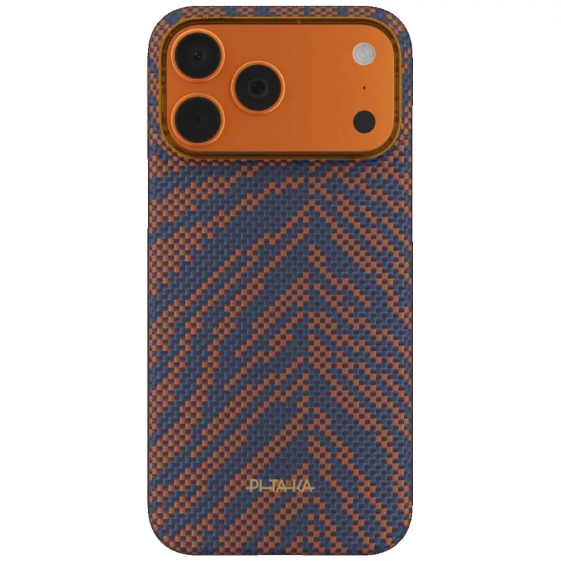 PITAKA Edge Case Breath of Veins per iPhone 17 Pro Max, fibra aramidica, Burning Orange, compatibile MagSafe