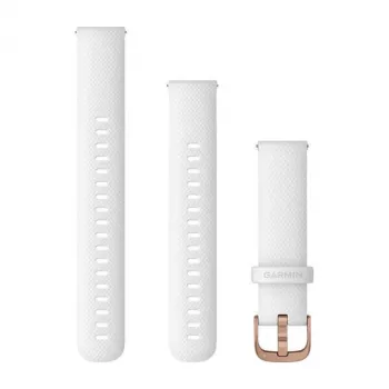 Cinturino in silicone Garmin QuickFit 18 mm bianco con fibbia oro rosa 010-12932-0F