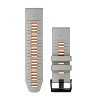 Cinturino in silicone per orologio Garmin QuickFit 26 mm, Mist Grey/Orange (010-13281-02)