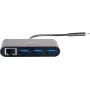 C2G hub USB-C con Ethernet - hub USB a 3 porte - 3 x SuperSpeed USB 3.0 + 1 x USB-C + 1 x Gigabit Ethernet - desktop - nero
