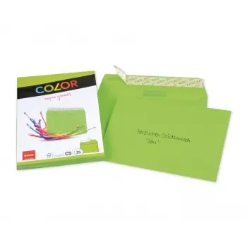 Busta ELCO Color C5 (162 x 229 mm), senza finestra, autoadesiva, 100 g/m², verde, 25 pezzi (74618.62)